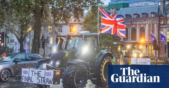 Landwirte werden von Ministern „verraten“, sagt die NFU, während der Protest Westminster erreicht

