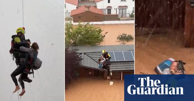 Frau und Hund wurden während der Überschwemmungen in Spanien aus ihrem Haus in Valencia gerettet – Video

