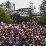 Tens of thousands protest outside the New Zealand parliament on Nov. 19, 2024.