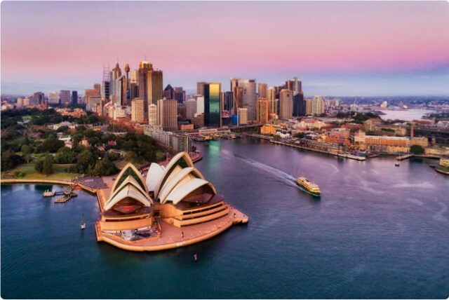 Sydney Opera House at sunset in Australia