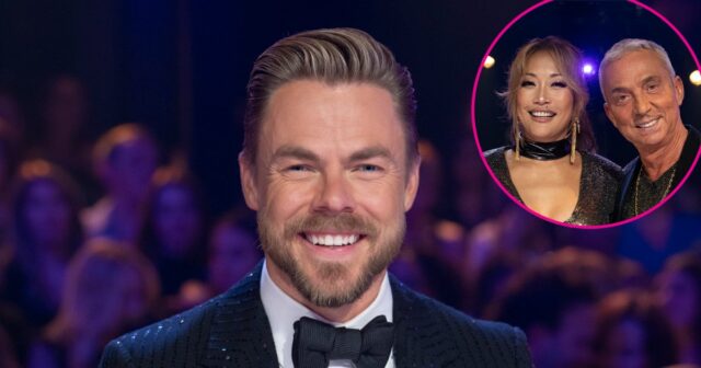 Derek Hough verspottet seinen früheren „DWTS“-Ausbruch mit Carrie Ann und Bruno

