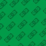 Money or finance green pattern with dollar banknotes. Banking, cashback, payment, e-commerce. Vector background.