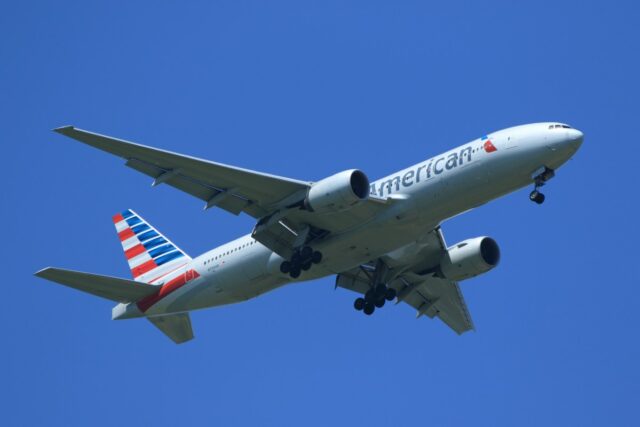 An American Airlines (AA) Boeing 777 is seen at Narita International Airport on July 1, 2018 in Narita, Chiba, Japan.