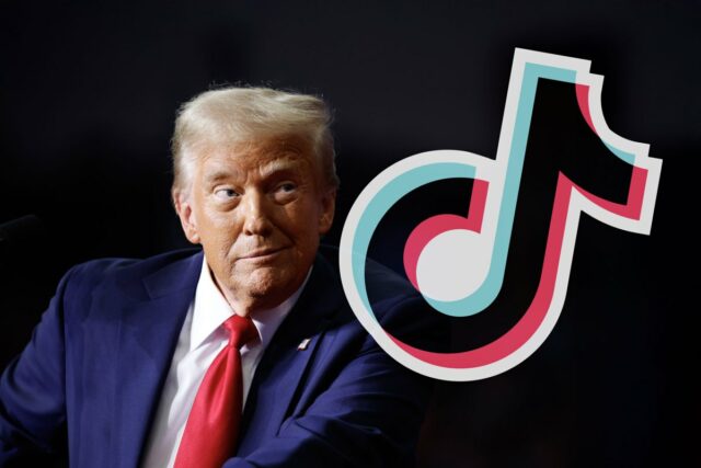 Trump and TikTok logo