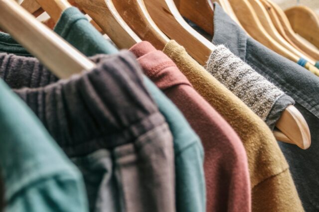 Clothes hanging on rack