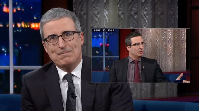 John Oliver antwortet auf einen Clip aus dem Jahr 2015, in dem er sagt, dass ihm Trump egal ist

