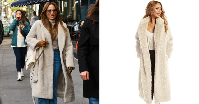 Jennifer Lopez trug gerade den Must-Have-Mantel des Winters – und diese Alternative für unter 100 US-Dollar ist genauso warm und gemütlich

