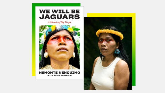 digital collage of We Will Be Jaguars book cover and photo of the author next to it