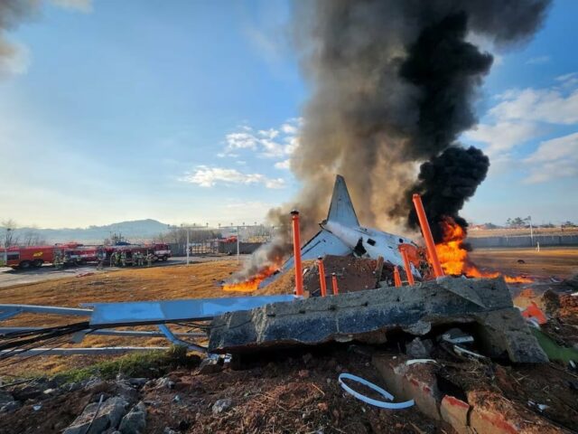 firefighters carry out extinguishing operations on an aircraft which drove off runaway at muan international airport in muan south jeolla province south korea on december 29 2024 photo reuters