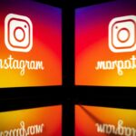 Instagram logo reflected