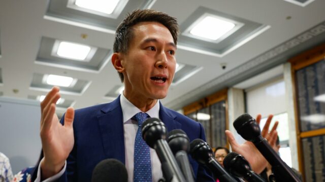 WASHINGTON, DC - MARCH 23: TikTok CEO Shou Zi Chew speaks to the media before he testifies to the House Energy and Commerce Committee in the Rayburn House Office Building on Capitol Hill on March 23, 2023 in Washington, DC. The hearing was a rare opportunity for lawmakers to question the leader of the short-form social media video app about the company's relationship with its Chinese owner, ByteDance, and how they handle users' sensitive personal data. Some local, state and federal government agencies have been banning use of TikTok by employees, citing concerns about national security (Photo by Tasos Katopodis/Getty Images)