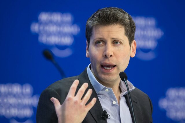 OpenAI CEO Sam Altman gestures during a session of the World Economic Forum (WEF) meeting in Davos on January 18, 2024. (Photo by FABRICE COFFRINI/AFP via Getty Images)