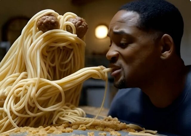 Will Smith spaghetti AI video