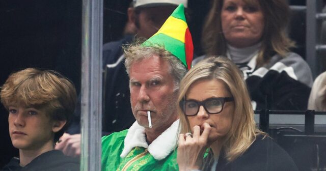 Will Ferrell raucht während eines NHL-Spiels als Elfs Kumpel verkleidet eine Zigarette

