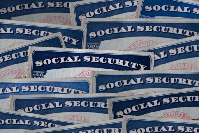 A stack of Social Security cards.