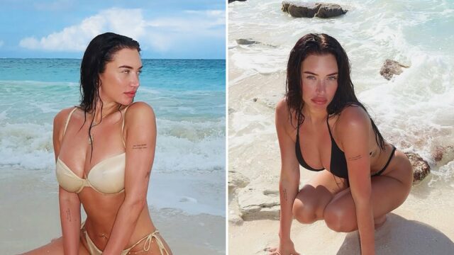 Stassie Karanikolaou zeigt einige schwere Haut auf Türken und Caicos Vacay

