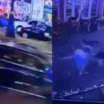 In Amerika ist ein CCTV-Video aufgetaucht, das zeigt, wie ein Auto in eine Menschenmenge fährt