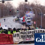 Demonstranten veranstalten Blockade, während AfD-Konferenz vor den deutschen Wahlen abhält