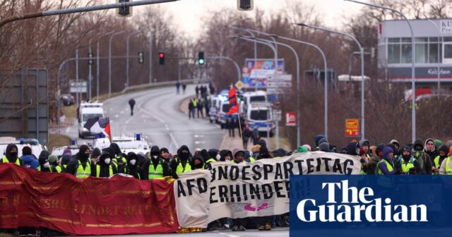 Demonstranten veranstalten Blockade, während AfD-Konferenz vor den deutschen Wahlen abhält

