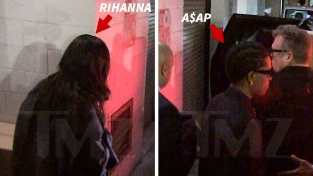 A $ AP Rocky & Rihanna treten nach dem Auftritt des Gerichtssaals zum Abendessen aus

