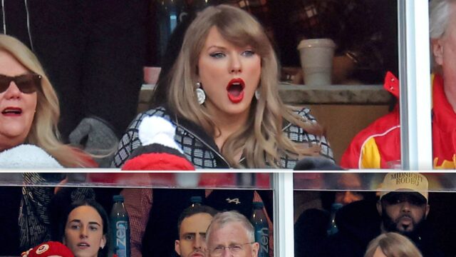 Taylor Swift trotzt der Kälte beim Playoff-Spiel der Chiefs, in derselben Suite wie Caitlin Clark

