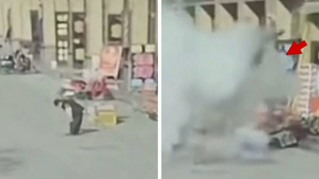 Kanalexplosion lässt Jungen in China in die Luft fliegen, Video

