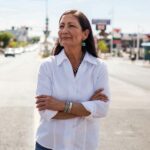 Deb Haaland poses for an AP photographer.