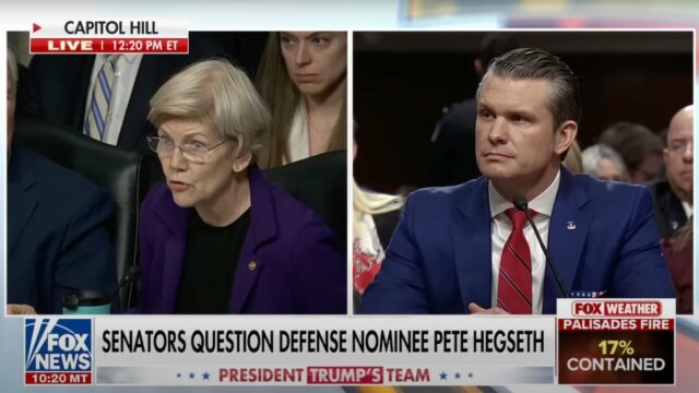 Elizabeth Warren kritisiert Pete Hegseth dafür, dass er sich geweigert hat, sich wegen seiner Frauengeschichte mit ihr zu treffen | Video

