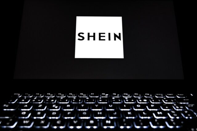 Shein logo over keyboard