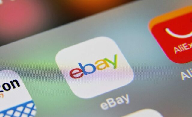 E-commerce app icons including eBay