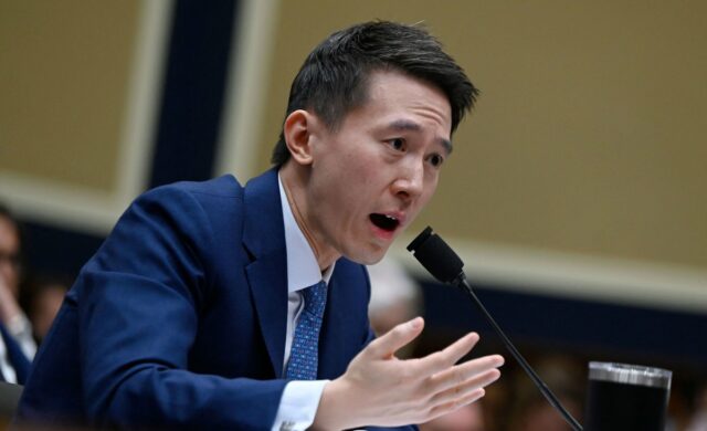 TikTok CEO Shou Zi Chew testifies before the House Energy and Commerce Committee hearing on "TikTok: How Congress Can Safeguard American Data Privacy and Protect Children from Online Harms," on Capitol Hill, March 23, 2023, in Washington, DC. (Photo by OLIVIER DOULIERY/AFP via Getty Images)