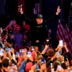 Elon Musk, chief executive officer of Tesla Inc., arrives for a campaign event with former US President Donald Trump, not pictured, at Madison Square Garden.