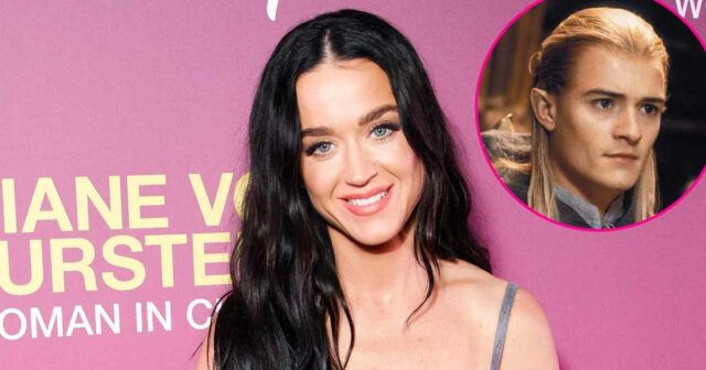 Katy Perry hält einen alten Schwangerschaftstest neben Orlando Blooms Legolas-Ohren

