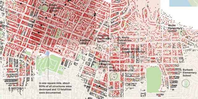 Das Los Angeles. Brände: Ein Blick auf die Spuren der Verwüstung

