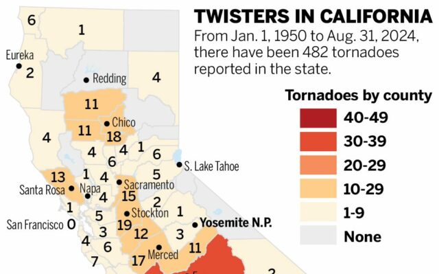 Der Wetterdienst gibt eine Tornadowarnung für Nordkalifornien heraus

