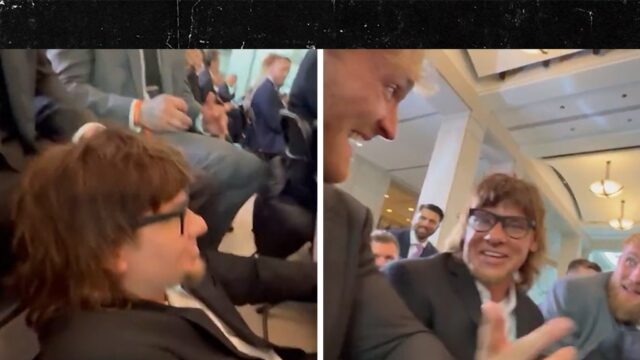 Theo Von fällt Logan Paul in den Schoß, nachdem der Stuhl bei der Amtseinführung zerbricht

