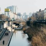 River with buildings either side in Seoul, South Korea.