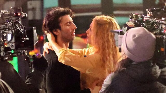 Justin Baldoni and Blake Lively on the set of "It Ends With Us." (Jose Perez/Bauer-Griffin/GC Images)