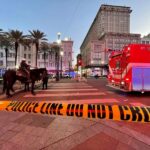 a police cordon at the intersection of canal street and bourbon street in the french quarter of new orleans on jan 1 photo afp