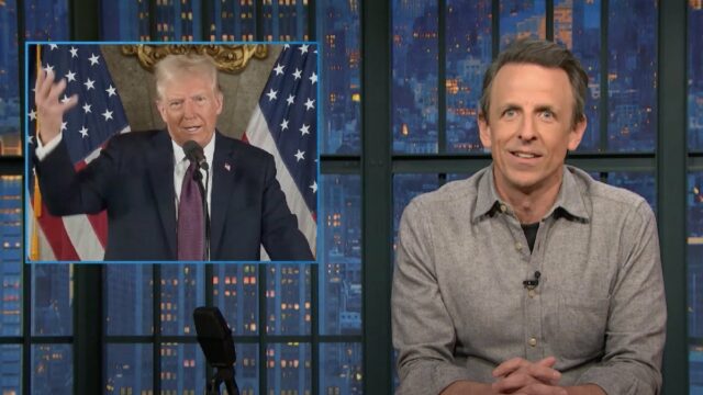 Seth Meyers gibt eine kurze Antwort auf Trumps „Late-Night“-Geschwätz | Video

