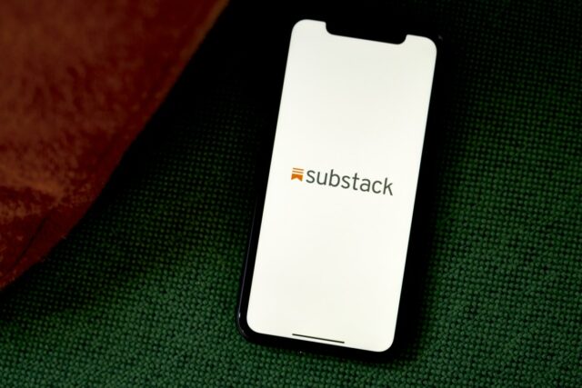 The Substack logo on a smartphone