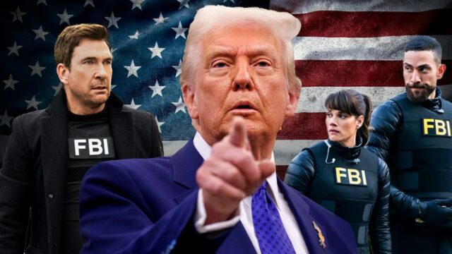 Dylan McDermott in "FBI: Most Wanted," Donald Trump, Missy Peregrym and Zeeko Zaki in "FBI" (CBS/Getty Images/Chris Smith for TheWrap)