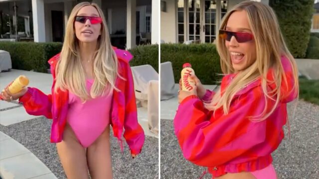 Alex Cooper verlässt die Anhänger 'unwohl' Rockin 'Pink One-Piece' Rockin '

