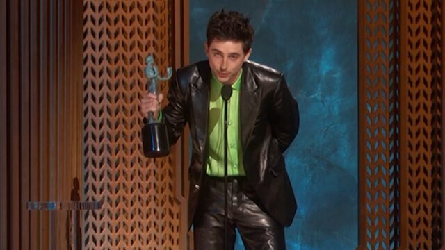 Timothée Chalamet gewinnt SAG Award für den leitenden Schauspieler in "Complete Unbekannter"

