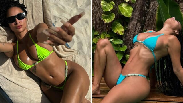 Draya Michele stunzte in Neon Bikini sexy Selfies

