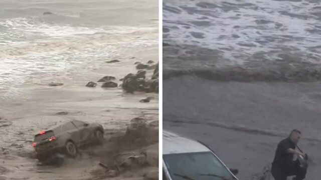 Malibu Mudslides anregen Chaos, Auto mit dem Fahrer in den Ozean gezogen

