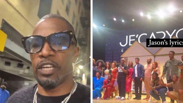 Jamie Foxx unterstützt Jasons Lyric 'Live Play, hängt mit Cast in LA

