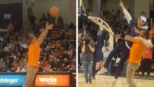 Alex Rodriguez macht Half Court Shot, gewinnt Student $ 10k

