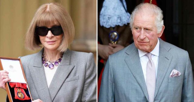 Anna Wintour entfernt Sonnenbrillen, trägt königlichen Schmuck, um König Charles zu treffen

