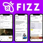 Fizz logo and sample images of app on 5 mobile phones